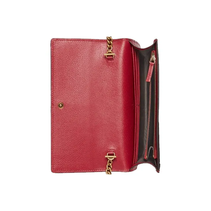 GUCCI Queen Margaret Canvas With Leather Shoulder Bag, Crossbody Bag Mini Women's Ebony/Red-3