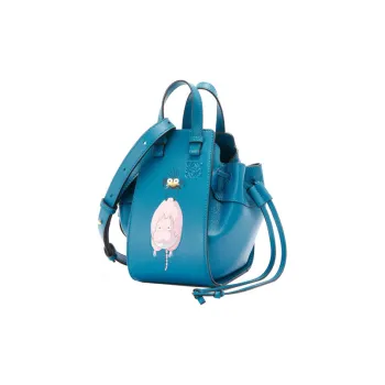 LOEWE Calfskin Drawstring Bag Portable Crossbody Bag Shoulder Bag Mini Unisex Lagoon Blue