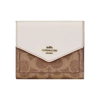 COACH Wallet Wallet Envelope Wallet Small Size Women's Brown Yellow Monogram & Pink White