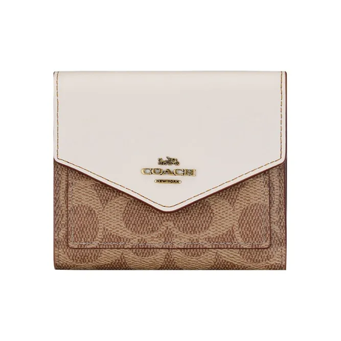 COACH Wallet, Envelope Wallet Trumpets Women's Brown & Yellow Monogram & Pink & White-0