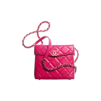 CHANEL Sheepskin Small Box Bag, Shoulder Bag, Crossbody Bag Women's Dark Pink