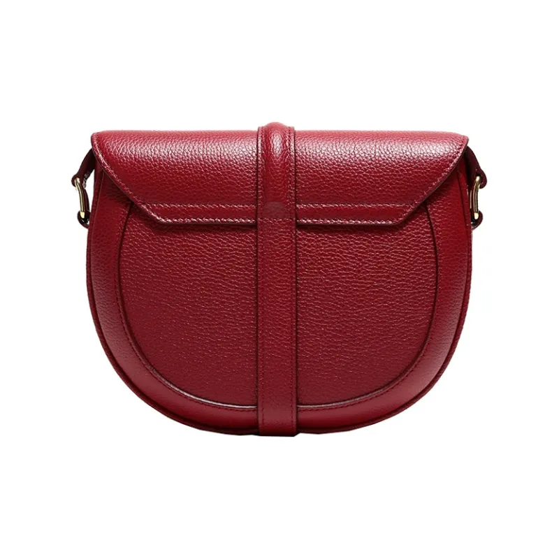 CELINE Besace Calfskin Shoulder Bag Crossbody Bag Small Size Women's Red-2