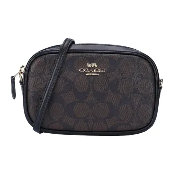 COACH Belt With Leather Camera Bag Crossbody Bag Waist Bag Shoulder Bag Small Size Women's Dark Brown & Black