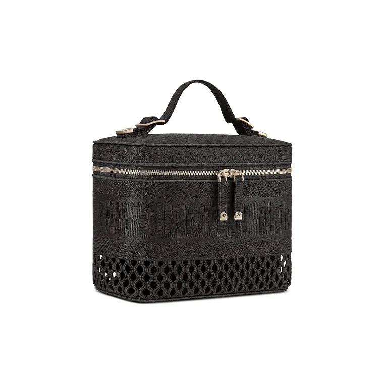 DIOR DiorTravel Fabric Embroidered Logo Toiletry Bag Travel Storage Bag Handbag Makeup Bag Women's Black-1