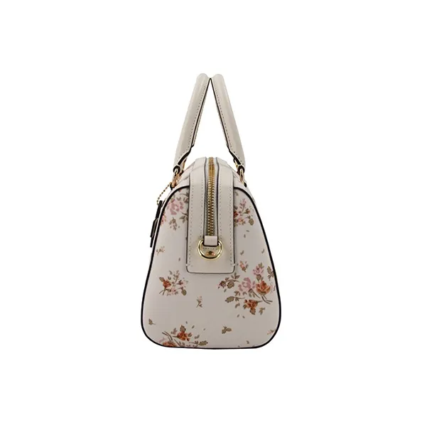COACH Rowan Leather Boston Bag One Shoulder Handbag Crossbody Bag Medium Size Women's White-2