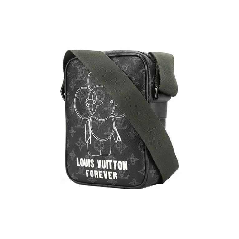 LOUIS VUITTON Small Canvas With Leather Shoulder Bag, Crossbody Bag Regular Men's Black-2