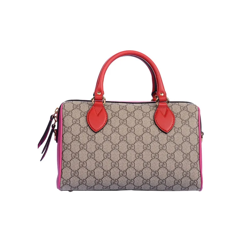 GUCCI Polyurethane Boston Bag Shoulder Bag Crossbody Bag Handbag Women's Ebony & Red & Rose Pink-2