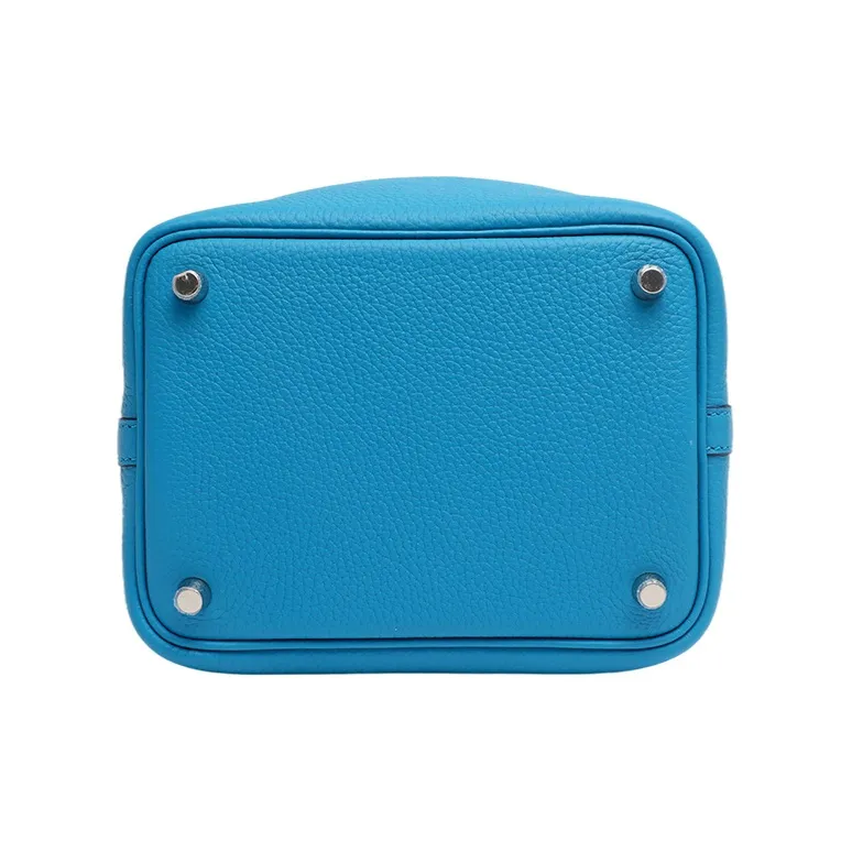HERMES Picotin Lock Clemence Bullock Leather Basket Bag Handbag Bucket Bag Women's Frida Blue-4