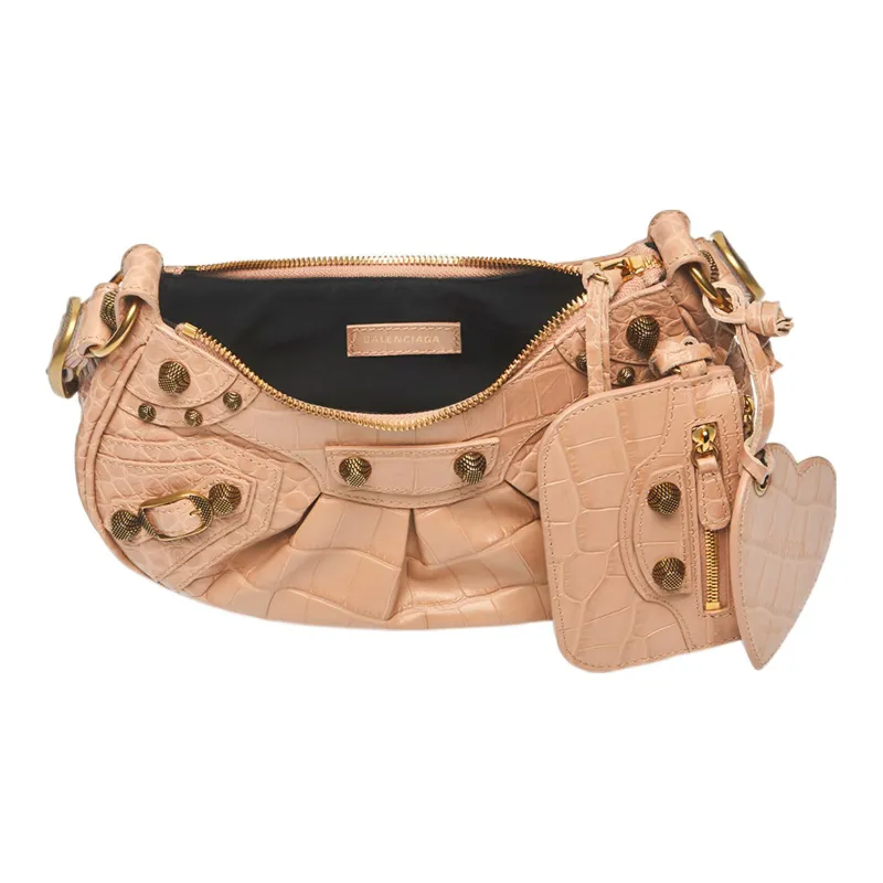 Balenciaga Le Cagole Cow Leather Dumpling Bag Crescent Moon Bag Crossbody Bag Extra Small Women's Beige-3