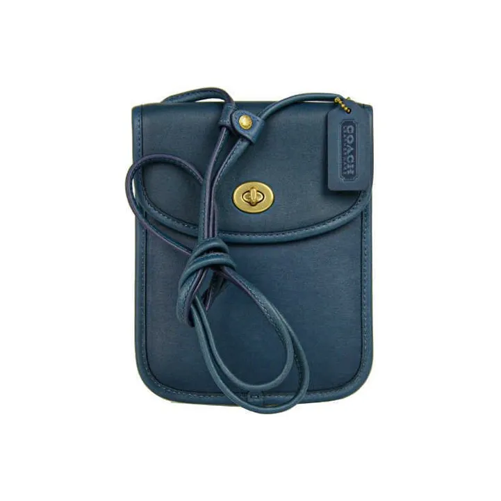 COACH Turnlock Cow Leather Crossbody Bags Cell Phone Pouch Men's Turquoise-1