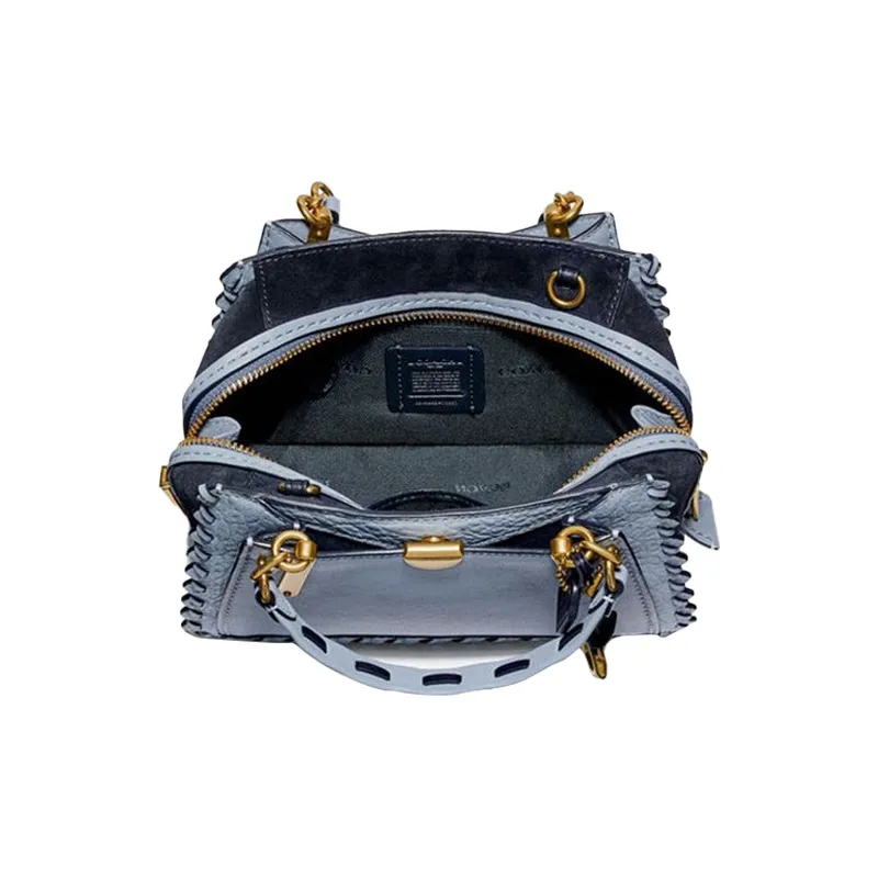 COACH Dreamer Leather Patchwork With Suede Shoulder Bag Crossbody Bag Women's Haze Blue-1