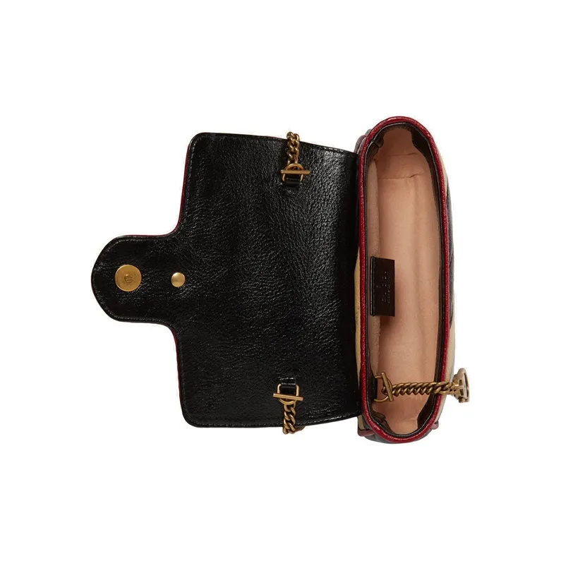GUCCI GG Marmont Leather Crossbody Bag, Shoulder Bag Women's Black, Brown & Multicolor-4