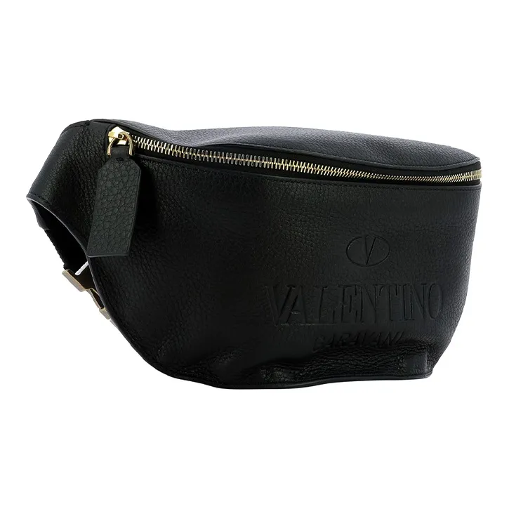 Valentino GARAVANI Cow Leather Fanny Pack Men's Black-1