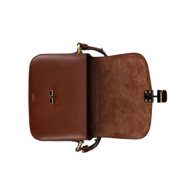 A.P.C Leather Shoulder Bag, Crossbody Bag, Handbag Women's Brown-4