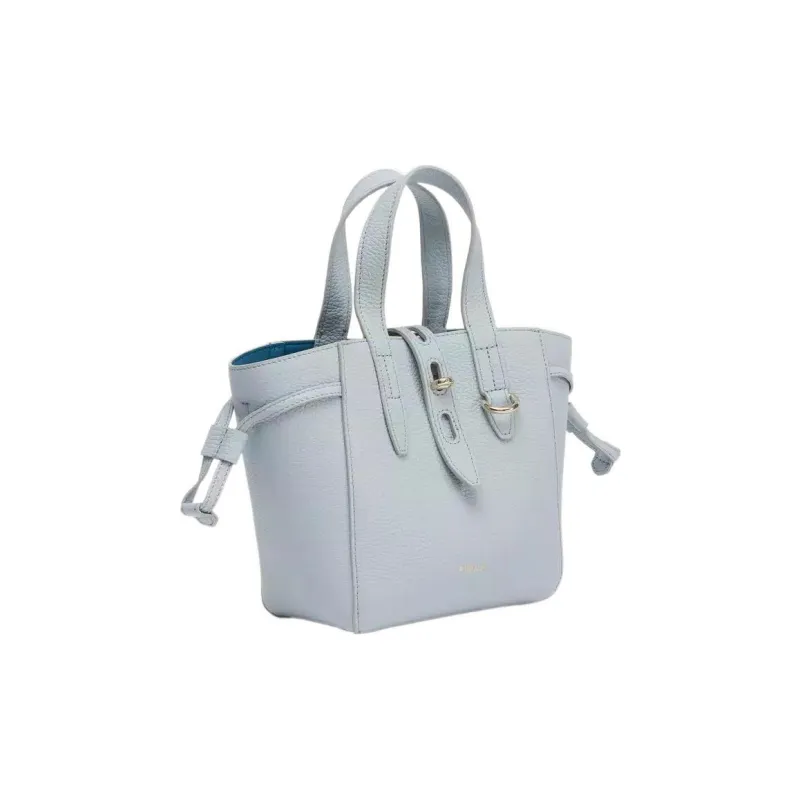 Furla Net Collection Pebbled Leather Basket Bag Shoulder Bag Crossbody Bag Handbag Mini Women's Sky Blue-1