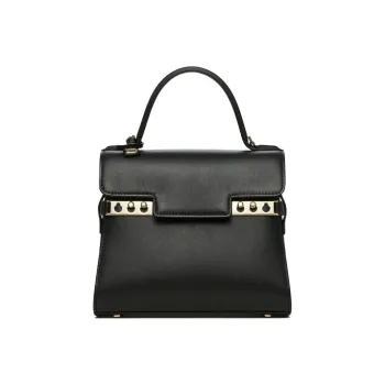 Delvau Tempête Soft Calfskin Handbag Small Size Women's Black