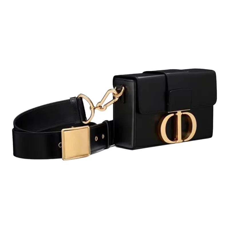DIOR 30 Montaigne Collection Cow Leather Box Bag, Shoulder Bag, Crossbody Bag Women's Black-1
