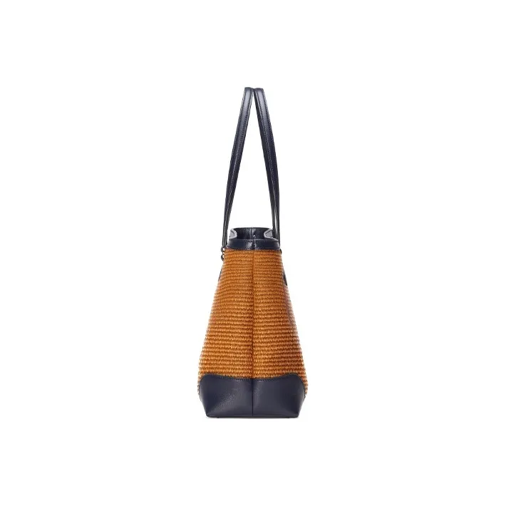 GUCCI Ophidia Fabric With Leather Tote Bag Shopping Bag Shoulder Bag Handbag Medium Size Women's Camel/Dark Blue-3