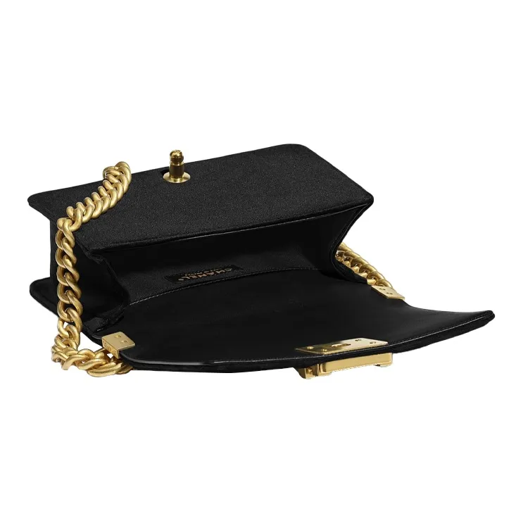 CHANEL Velvet And Gold Toned Metal Flap Bag, Crossbody Bag, Shoulder Bag Trumpets Women's Black-2