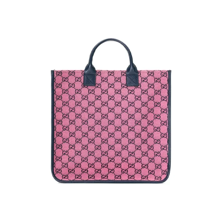GUCCI Canvas With Leather Tote Bag Shopping Bag Portable Kids' Bags Kids' Pink/Dark Blue-2
