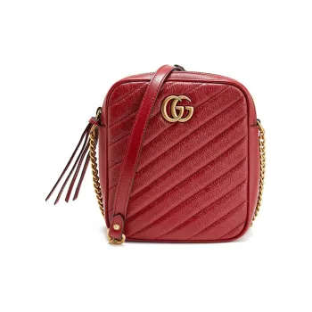 GUCCI Marmont Cow Leather Small Square Bag, Camera Bag, Shoulder Bag, Crossbody Bag Women's Red