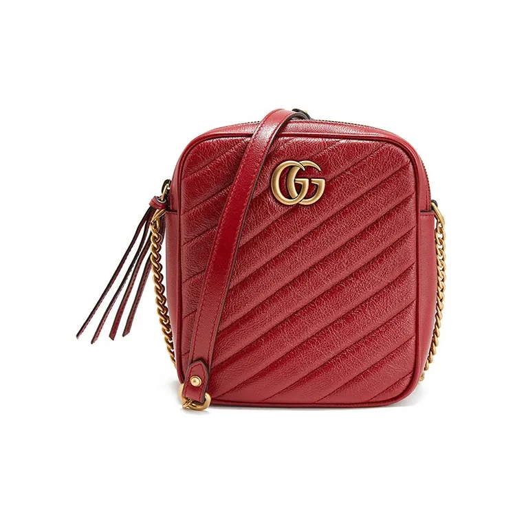 GUCCI Marmont Cow Leather Small Square Bag, Camera Bag, Shoulder Bag, Crossbody Bag Women's Red-0