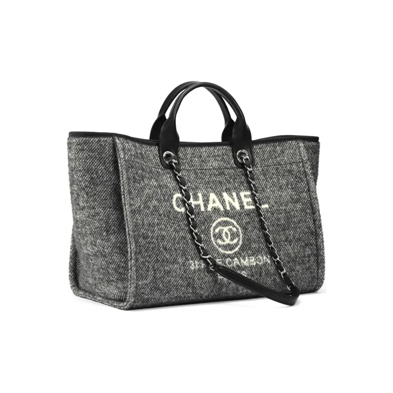 CHANEL Fabric Beach Bag, Tote Bag, Shopping Bag, Shoulder Bag, Crossbody Bag, Handbag Tubas Women's Black-1