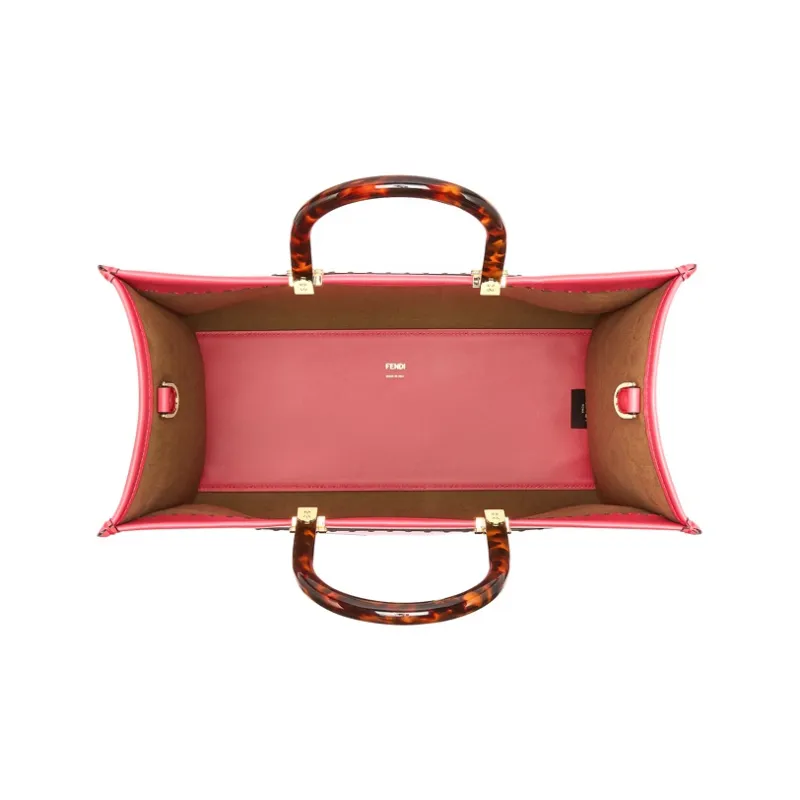 FENDI Sunshine Cow Leather Handbag Medium Size Women's Fuchsia-3