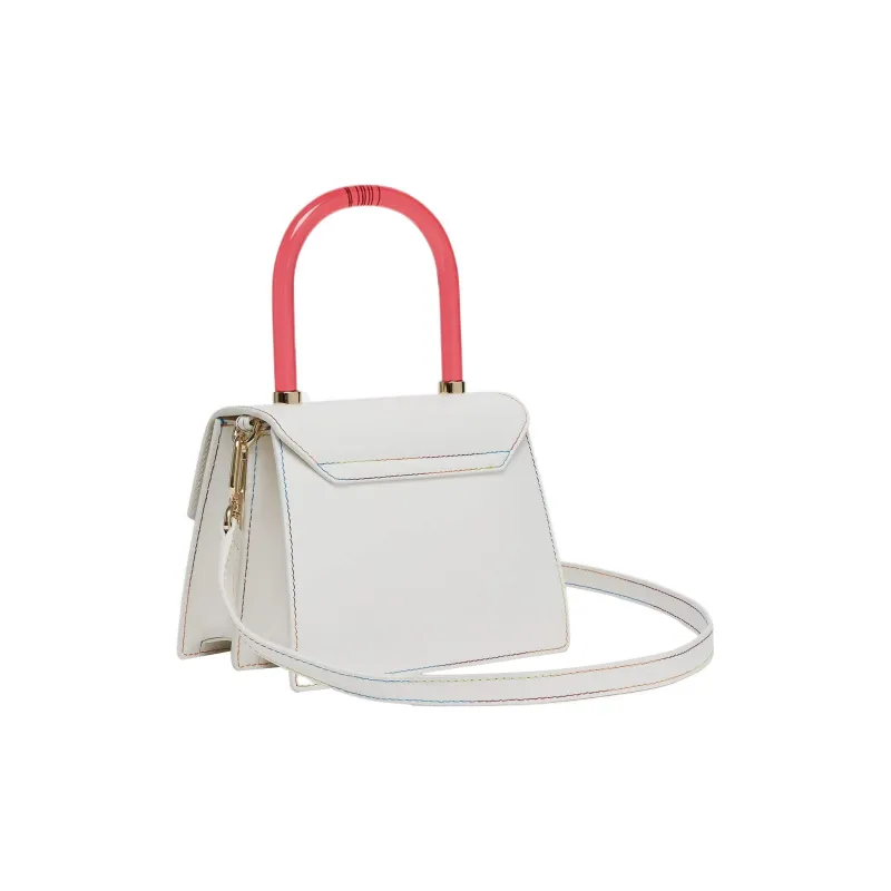 Furla Elettra Cow Leather Handbag Mini Women's White & Pink-2