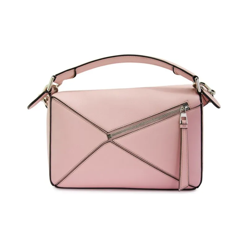 LOEWE Puzzle Cow Leather Shoulder Bag Crossbody Bag Handbags Small Size Women's Pink-2