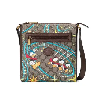 GUCCI Canvas With Leather Portable Crossbody Bag, Shoulder Bag Unisex Ebony