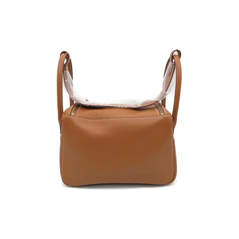 HERMES Lindy Swift Leather One Shoulder Handbags Women's Gold Brown-1