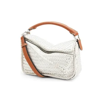LOEWE Buffalo Leather And Calfskin Handbag Small Size Women's White