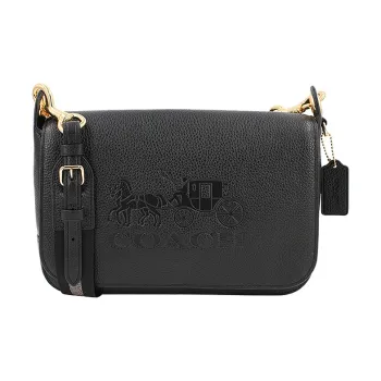COACH Jes Cow Leather One Shoulder Messenger Bag Crossbody Bag Medium Size Women's Black