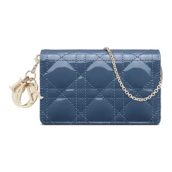 DIOR Lady Dior Cow Leather Clutch, Shoulder Bag, Crossbody Bag Women's Denim Blue