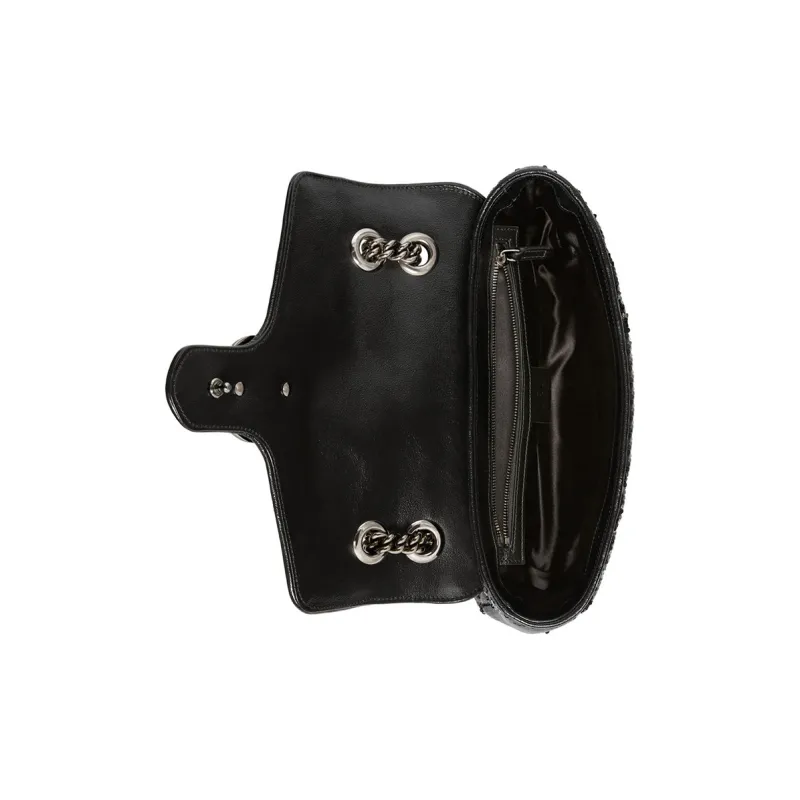 GUCCI GG Marmont Silk Shoulder Bag Crossbody Bag Women's Black-6
