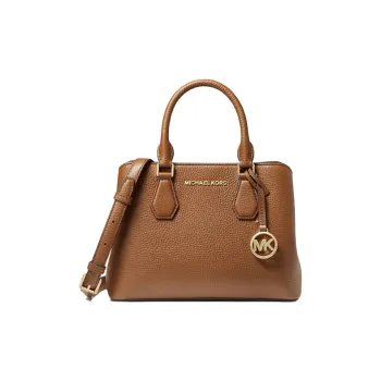 MICHAEL KORS MK Camille Cow Leather Litchi Grain Shoulder Bag, Crossbody Bag, Handbag Small Size Women's Caramel Brown