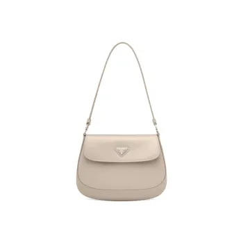 PRADA Cleo Leather Shoulder Bag Crossbody Bag Small Size Women's Desert Beige