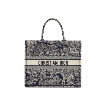 DIOR Embroidery Tote Bag Shopping Bag Handbag Large Size Women's Blue