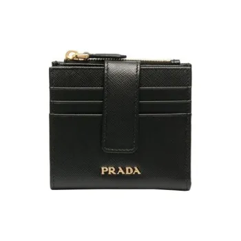 PRADA Leather Coin Purses Wallets Men's Black
