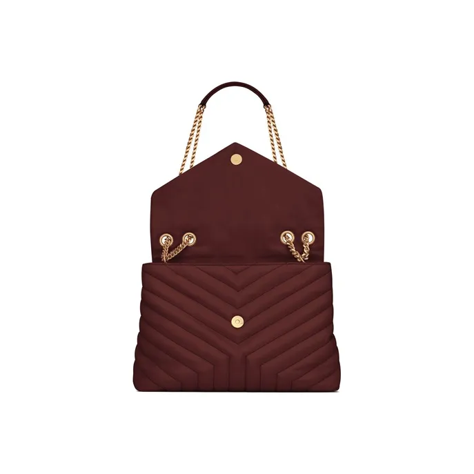 SAINT LAURENT LOULOU Leather Crossbody Bag Shoulder Bag Women's Dark Red-3
