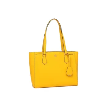 TORY BURCH Robinson Leather Tote Bag Shopping Bag Handbag Small Size Women's Lemon