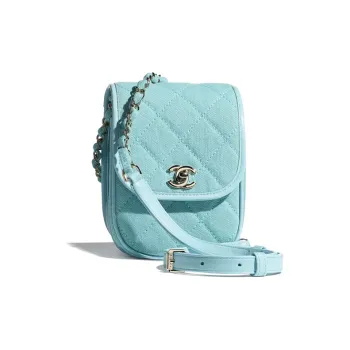 CHANEL Denim Cell Phone Pouch, Shoulder Bag, Crossbody Bag Women's Fluorescent Blue