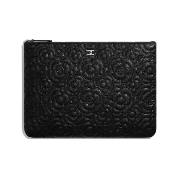CHANEL Cow Leather Pouch, Clutch Women's Black