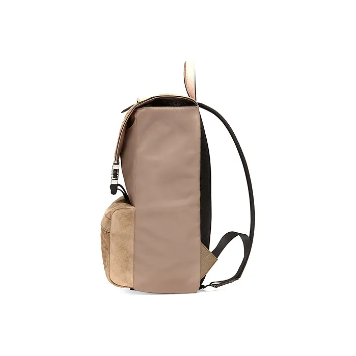 FENDI Fendiness Suede Backpack Medium Size Men's Brown-1