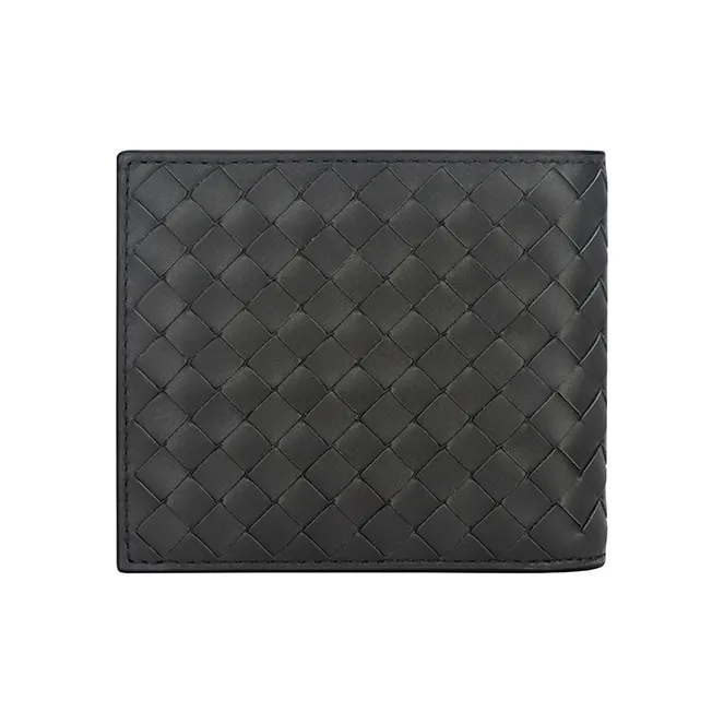 Bottega Veneta Calfskin Card Holder Wallet Men's Gray Green-3