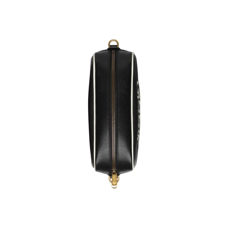 GUCCI Adidas Collaboration GUCCI X ADIDAS Leather Camera Bag, Shoulder Bag, Crossbody Bag Small Size Men's Black-3