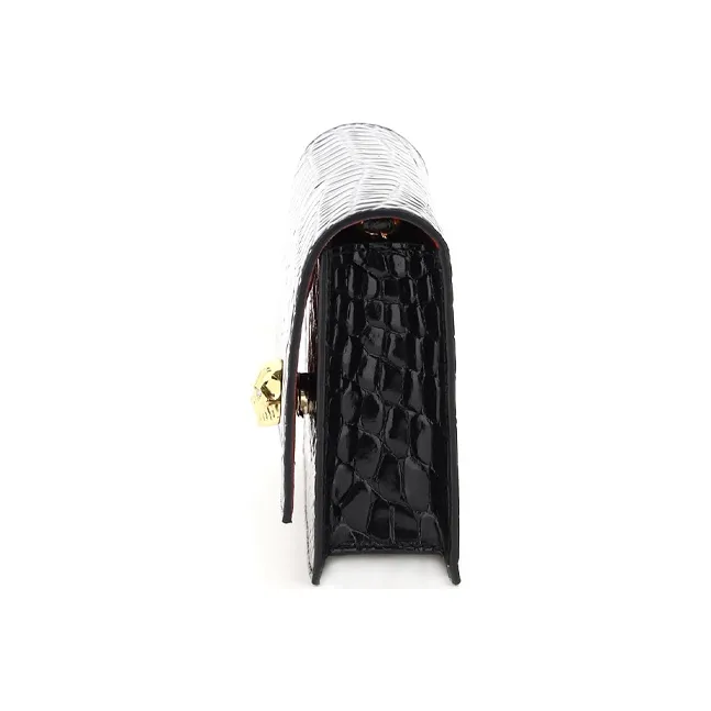 Alexander McQueen Crocodile Pattern Leather Chain Bag Shoulder Bag Women's Black-2