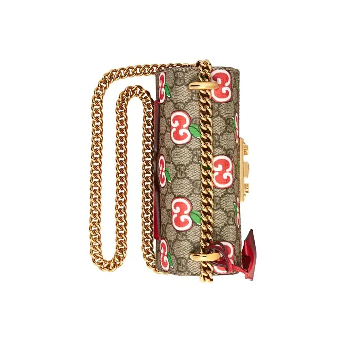GUCCI Canvas With Leather Box Bag Crossbody Bag Shoulder Bag Women's Ebony & Red-4