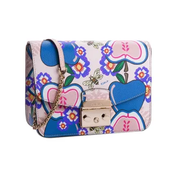 Furla Metropolis Collection Leather Shoulder Bag Crossbody Bag Small Size Women's Multicolor